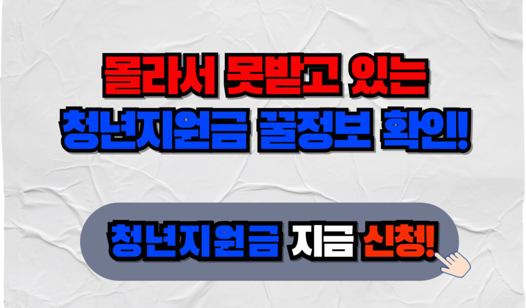 몰라서 못받는 청년지원금, 청년 꿀지원 정책 정리 1 청년지원금 지금바로 신청